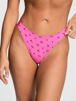 Victoria's Secret - Women Pink Printed Cotton Shine High-Leg Thong Panty