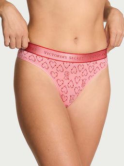 Victoria's Secret - Women Pink Printed Cotton Thong Panty