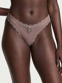 Victoria's Secret - Women Mauve Dream Angels Lace-Trim Brazilian Bikini Panty