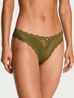 Victoria's Secret - Women Olive Dream Angels Lace-Trim Thong Panty