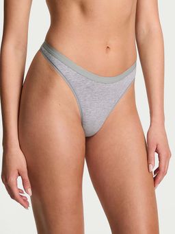 Victoria's Secret - Women Grey Stretch Cotton High-Leg Scoop Thong Panty