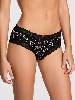 Victoria's Secret - Women Black Printed Wink Lace-Trim Cheeky Brief Panty