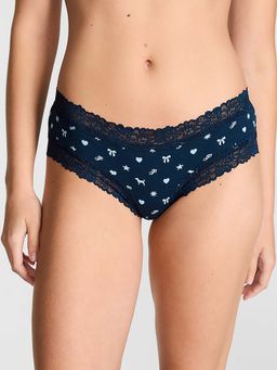 Victoria's Secret - Women Navy Blue Printed Wink Lace-Trim Cheeky Brief Panty