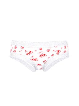 Victoria's Secret - Women White Printed Wink Lace-Trim Cheeky Brief Panty (XL)