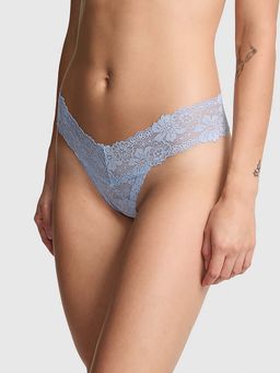 Victoria's Secret - Women Blue Wink Lace Thong Panty