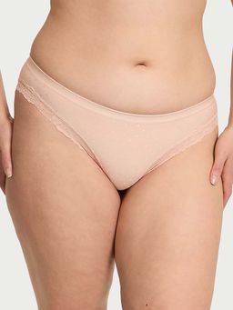 Victoria's Secret - Women Beige Seamless Lace-Trim Bikini (XS)