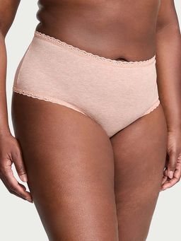 Victoria's Secret - Women Beige Cotton Lace-Waist Cheeky Brief Panty (XS)