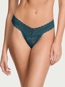 Victoria's Secret - Women Teal Lace Strappy-Back Thong Panty