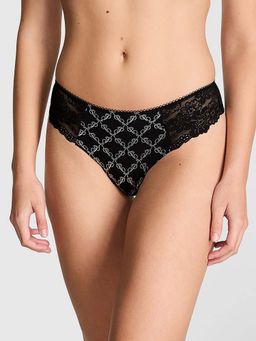 Victoria's Secret - Women Black Self Design Thong Panty
