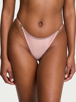 Victoria's Secret - Women Pink Dream Angels Twinkle Heart Satin Brazilian Bikini