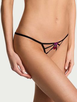 Victoria's Secret - Women Black Cherry Pop Strappy Open Bikini