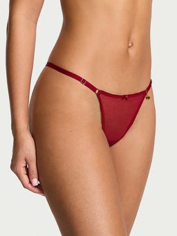Victoria's Secret - Women Cherry Red Hardware Adjustable V-String Thong Panty