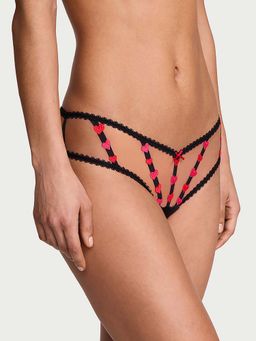 Victoria's Secret - Women Black Very Sexy Strappy Heart Thong Panty