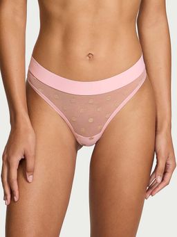 Victoria's Secret - Women Pink Sheer Heritage Shimmer Thong Panty