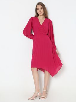 VERO MODA - Pink Pleated Asymmetric Dress