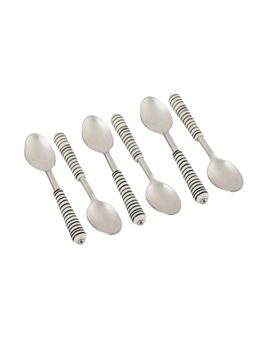 VarEesha - Handmade Black Spiral Ceramic Handle Steel Spoons Set of 6