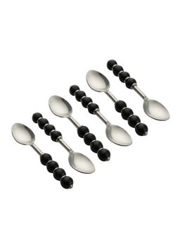 VarEesha - Regal Black Beads Stainless Steel Spoons Set of 6