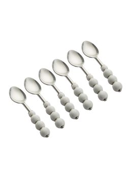 VarEesha - Regal White Beads Stainless Steel Spoons Set of 6