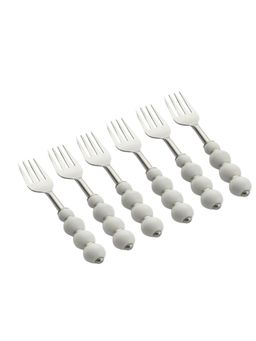 VarEesha - Regal White Beads Stainless Steel Forks Set of 6
