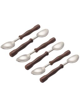 VarEesha - Hand-made Wooden Handles Stainless Steel Spoons Set of 6