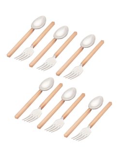 VarEesha - Hammered Copper Handles Stainless Steel Spoons & Forks Cutlery Set of 12