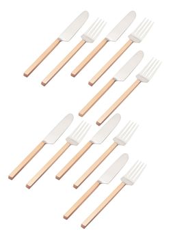 VarEesha - Hammered Copper Handles Stainless Steel Cutlery Set of 12 - Fork & Knife