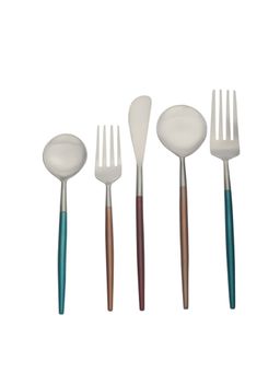 VarEesha - Radiant Multi Metallic Handles Matt Finish Stainless Steel Flatware-Cutlery Set of 5