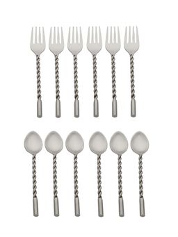 VarEesha - Antique Matt Finish Stainless Steel Twisted Handle Spoons & Forks Set of 12