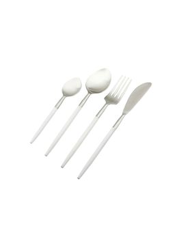 VarEesha - Radiant White Handle Matt Steel Flatware Set of 4 - Spoons & Forks