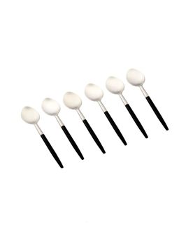VarEesha - Radiant Black Handle Matt Steel Tea Spoons Set of 6