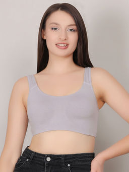 Mod & Shy - Grey Solid Non-Wired Non-Padded Full Coverage Sports Bra