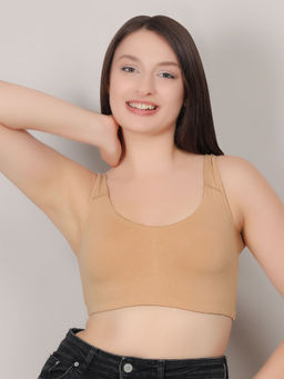 Mod & Shy - Beige Solid Non-Wired Non-Padded Full Coverage Sports Bra