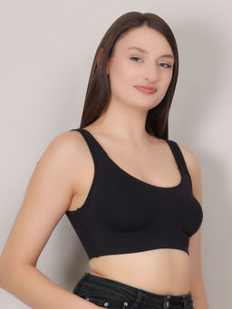 Mod & Shy - Black Solid Non-Wired Non-Padded Full Coverage Sports Bra