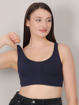 Mod & Shy - Navy Blue Solid Non-Wired Non-Padded Full Coverage Sports Bra