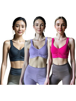 Secrets By ZeroKaata - Assorted Solid Lightly Padded Sports Bra Women (Pack of 3)