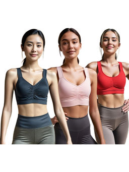 Secrets By ZeroKaata - Assorted Solid Lightly Padded Sports Bra Women (Pack of 3)
