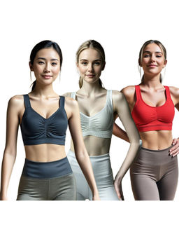 Secrets By ZeroKaata - Assorted Solid Lightly Padded Sports Bra Women (Pack of 3)