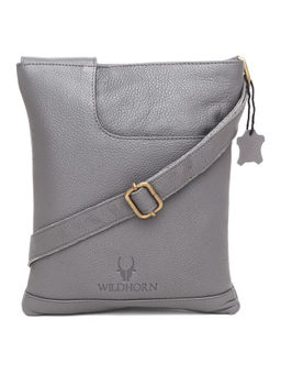 WILDHORN - Grey Classic Leather Sling Bag for Men I Office Bags I Travel Bags I Adjustable Strap