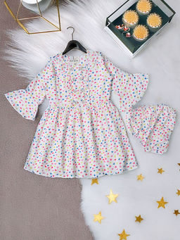 Bella Moda - Bell Sleeve Cotton Dress with Bloomer (Set of 2)