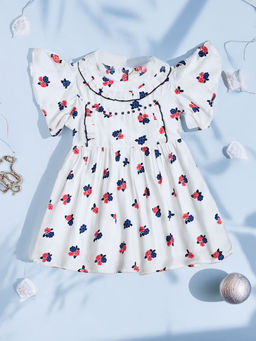 Bella Moda - White Floral Print Dress with Bloomer (Set of 2)