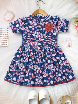 Bella Moda - Blue Printed Dress with Bloomer (Set of 2)