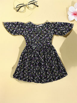 Bella Moda - Black Floral Printed Dress with Bloomer (Set of 2)