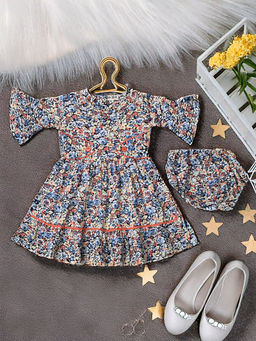 Bella Moda - Multi-Colour Printed Dress with Bloomer (Set of 2)