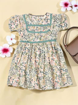 Bella Moda - Front All Over Laces Floral Printed Dress with Bloomer (Set of 2)