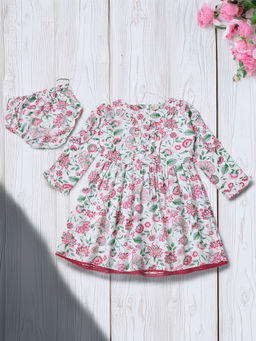 Bella Moda - White Floral Printed Dress with Bloomer (Set of 2)