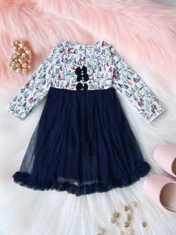 Bella Moda - Multi-Colour Three Bow Printed Dress