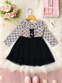 Bella Moda - Multi-Colour Front Three Bow Printed Dress