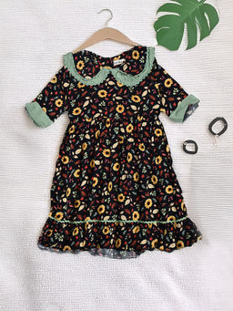 Bella Moda - Black Floral Printed Dress