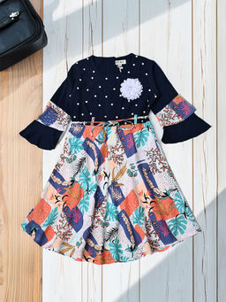 Bella Moda - Printed Dress with Belt (Set of 2)