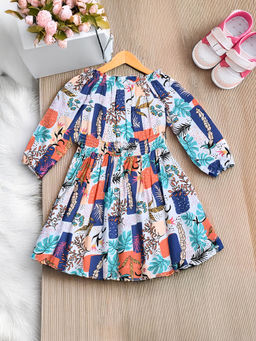 Bella Moda - White Printed Full Sleeve Dress